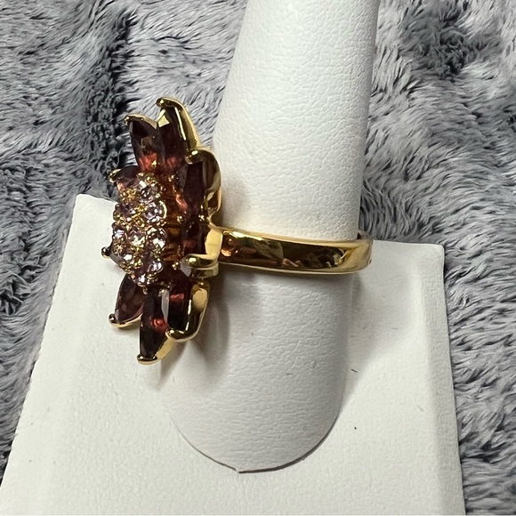 Joan Rivers Purple Rhinestone Flower Ring Size 10 - Picture 5 of 8